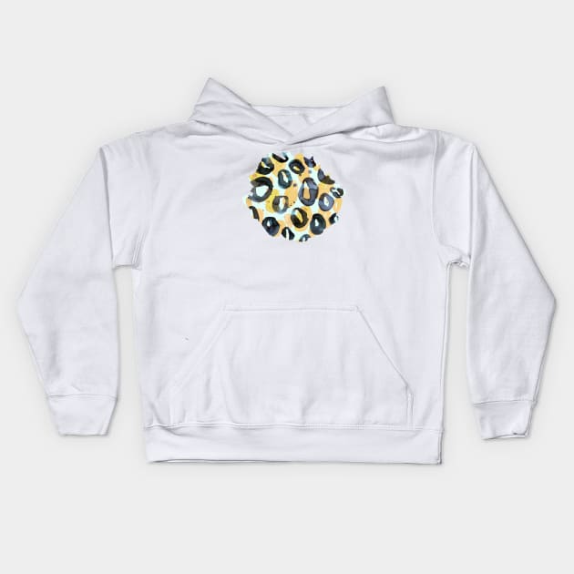 Leopard Circles Yellow Kids Hoodie by ninoladesign